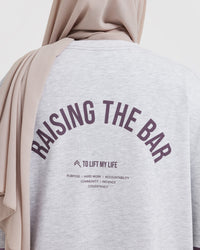Raising The Bar Graphic Longline T-Shirt | Light Grey Marl