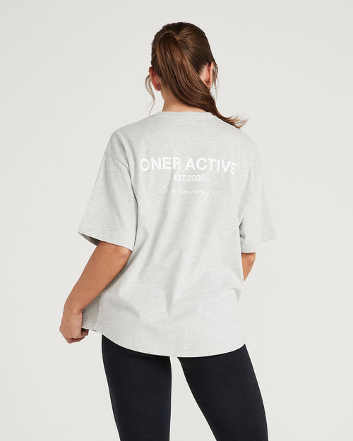 Classic Oversized Short Sleeve Tee | Silver Marl