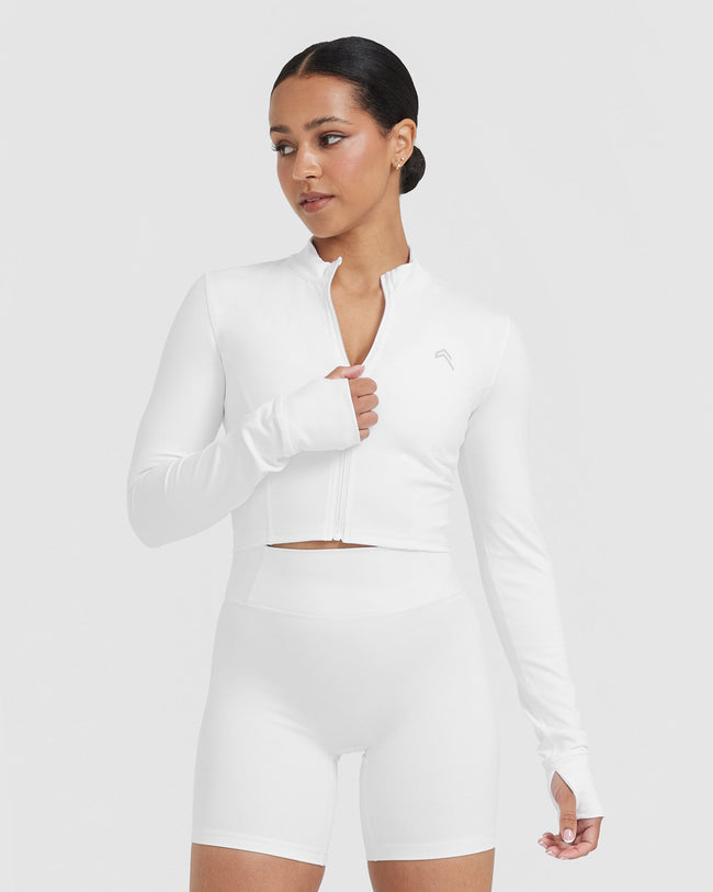 White Crop Jacket Women's - Long Sleeve | Oner Active US