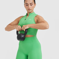 Timeless Half Zip Crop Tank | Jade