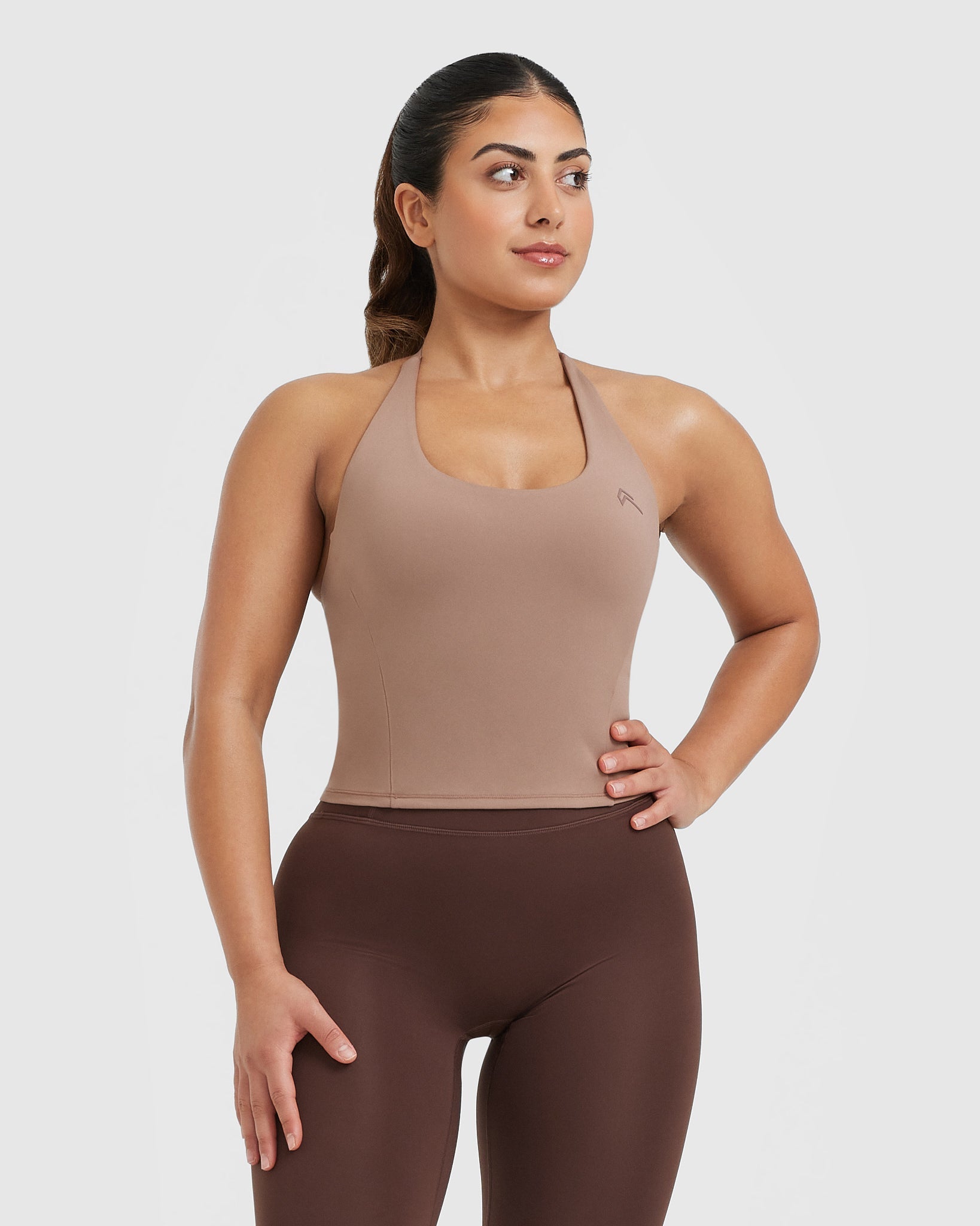 Timeless Halter Neck Mid Vest Deep Walnut | Oner Active US