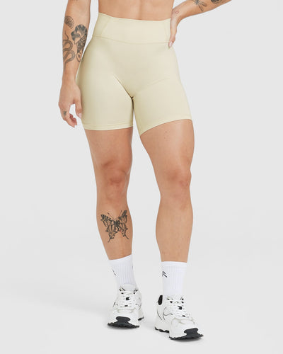 High Waisted Gym Shorts - Women's - Vanilla