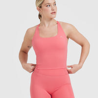 Timeless Square Neck Mid Tank Top | Amplify Pink
