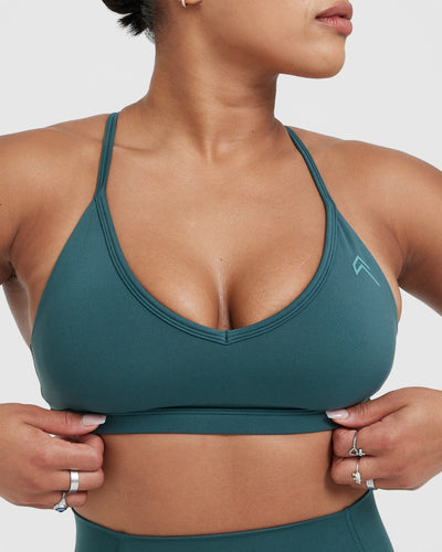 Women's Low Support Strappy Longline Bra - All in Motion Teal Medium. B21
