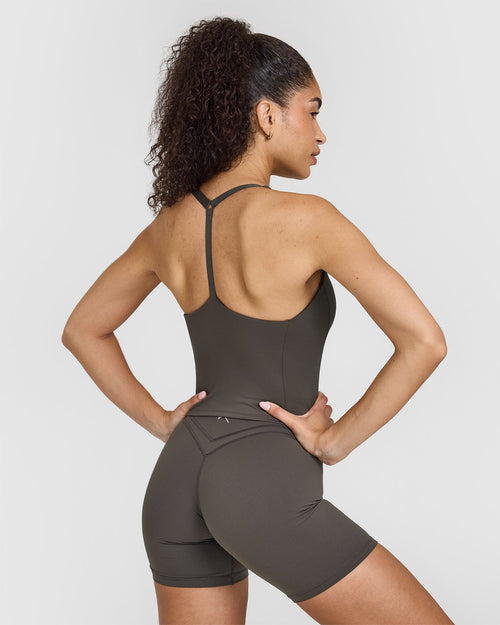 Timeless Square Neck Mid Tank Top | Deep Taupe