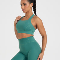 Timeless Wide Strap Sports Bra | Mineral Green