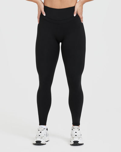 High Waisted Compression Seamless Black Leggings For Women Plus