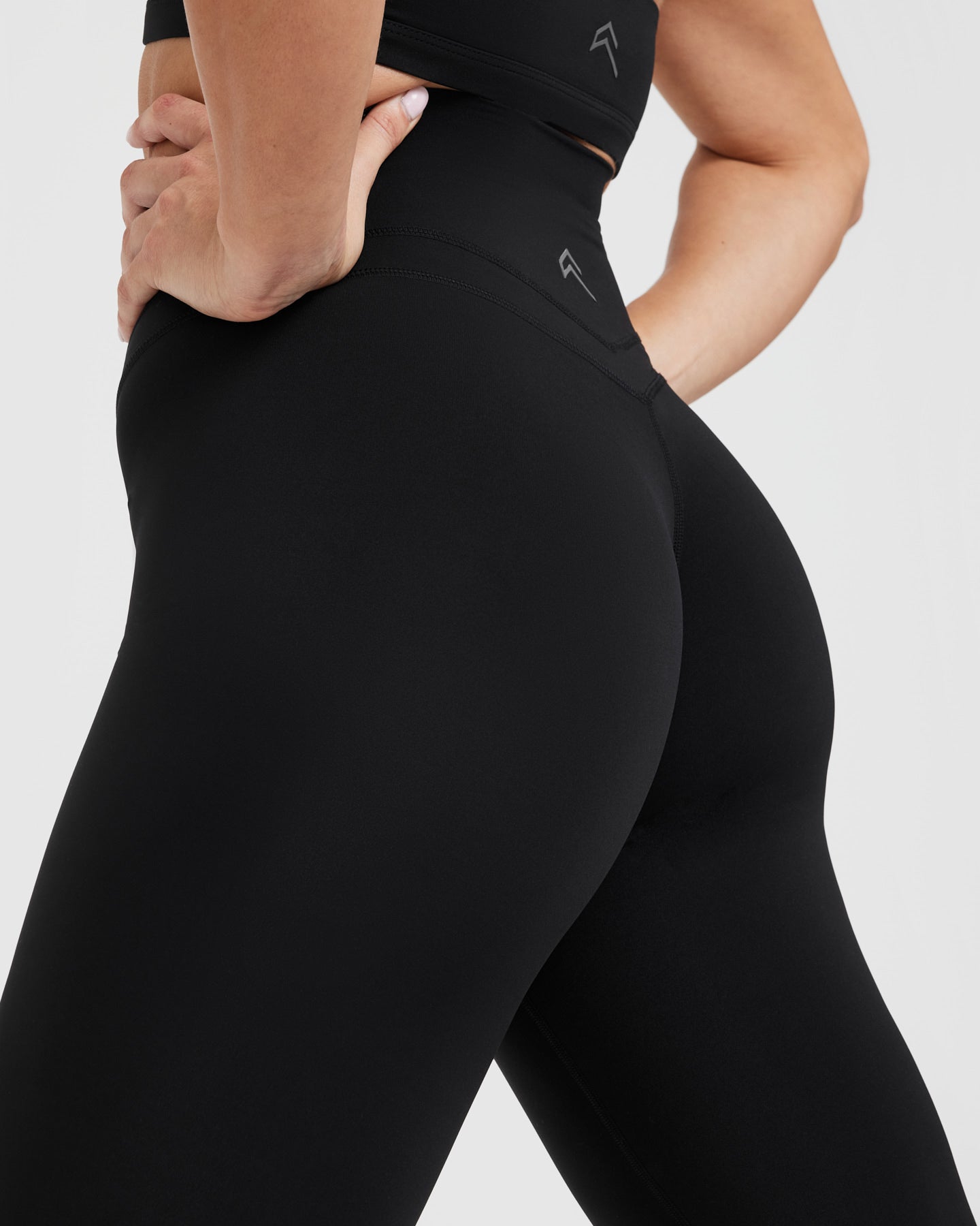 High Waisted Gym Tights Black with Sexy Asian Fusion Inserts - Fit Curves
