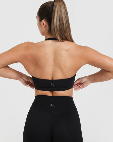 Mesh Panel Lace-Up Cropped Sports Bra and Leggings Set in Black - Retro,  Indie and Unique Fashion