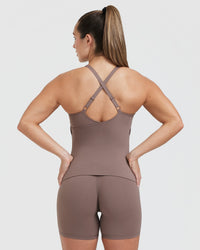 Unified V-Neck Cross Back Vest | Cool Brown