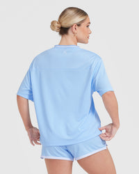 Varsity V-Neck Short Sleeve T-shirt | Powdered Blue
