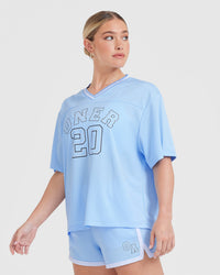 Varsity V-Neck Short Sleeve T-shirt | Powdered Blue