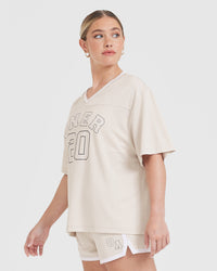 Varsity V-Neck Short Sleeve T-shirt | Sand